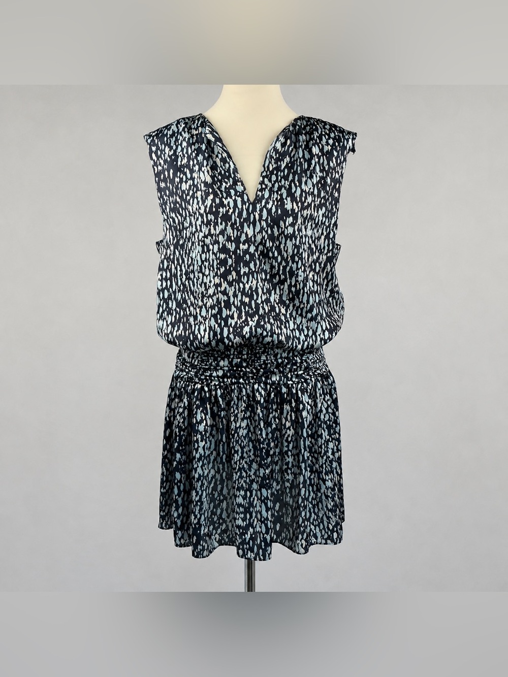 Ramy Brook Perry Abstract Print Blouson Mini Dress Large